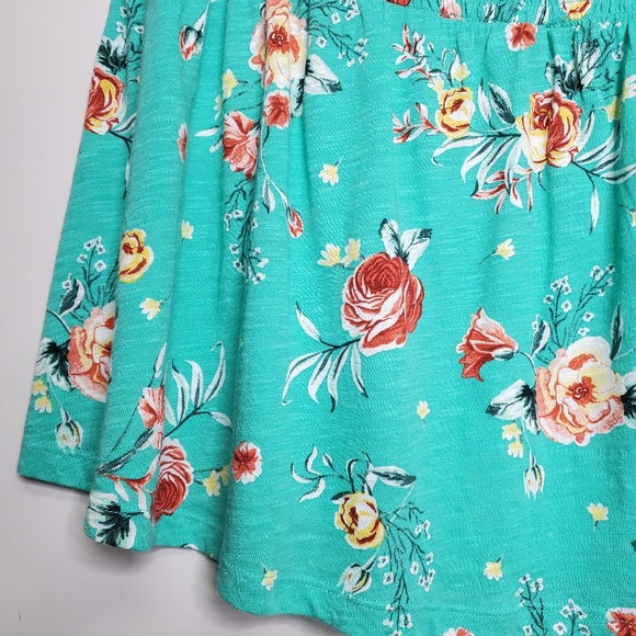 TORRID Teal Emerald Shirred Tube Floral Tube Top Blouse Size 2X - Picture 3 of 7